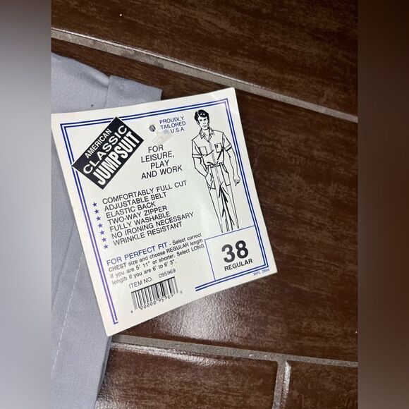 American Classic By Para-Suit Vintage Made In USA Grey Sz 38 Jumpsuit Overalls - Picture 4 of 10